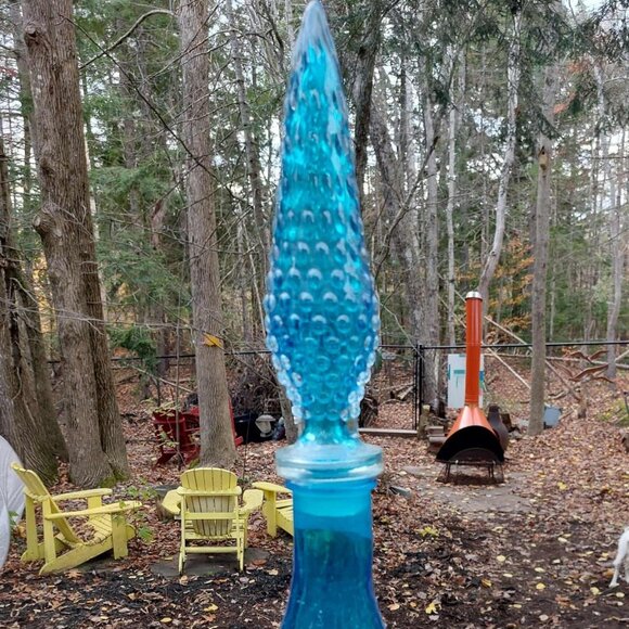 MASSIVE Vintage Murano Italy Glass Decanter Genie Bottle in Aqua Blue - Picture 9 of 10